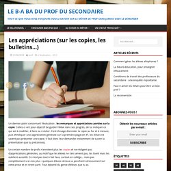 Les appréciations (sur les copies, les bulletins) : quelques exemples