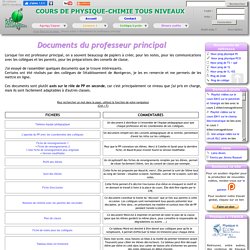Documents du professeur principal (PP) : tableau de notes et appréciations, fiches de renseignements, profil et voeux élèves ...