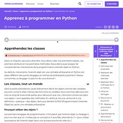 Appréhendez les classes - Apprenez à programmer en Python