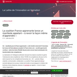 La coalition France apprenante lance un manifeste appelant « à revoir la façon même d’apprendre » - La Lettre de l'innovation en formation