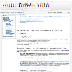 Apprendre la méthode PERT : exercices corrigés pour la maîtrise du graphe PERT, formation de planificateurs, dessin et mise à jour de plannings de projets