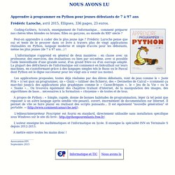 Nous avons lu : Apprendre à programmer en Python pour jeunes débutants