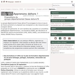 Apprenons dehors! - Pédagogie - Direction des services départementaux de l'éducation nationale des Deux-Sèvres
