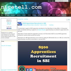 8500 Apprentices Recruitment in SBI - Nicetell.com