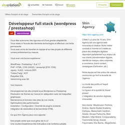 Développeur full stack (wordpress / prestashop) - Offre d'emploi CDI Apprentissage (Shin Agency) - Alsacreations