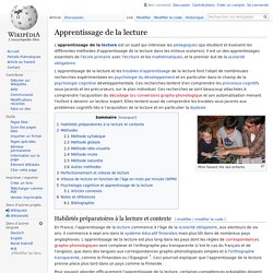 Wikipédia : les diverses méthodes d'apprentissage de la lecture