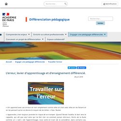 L'erreur, levier d'apprentissage et d'enseignement différencié.