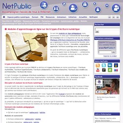 Modules d’apprentissage en ligne sur les 6 types d’écriture numérique « NetPublic