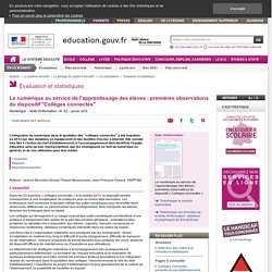 Le numérique au service de l'apprentissage des élèves : premières observations du dispositif "Collèges connectés"