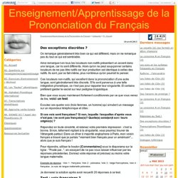 Enseignement/Apprentissage de la Prononciation du Français