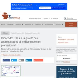 Impact des TIC sur la qualité des apprentissages et le développement professionnel