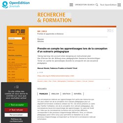 Prendre en compte les apprentissages lors de la conception d’un scénario pédagogique