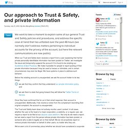 Our approach to Trust & Safety and private information