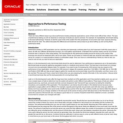 Approaches to Performance Testing