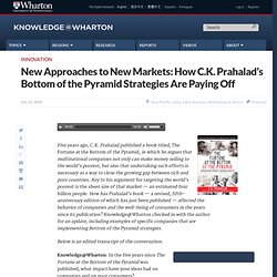 New Approaches to New Markets: How C.K. Prahalad's Bottom of the Pyramid Strategies Are Paying Off