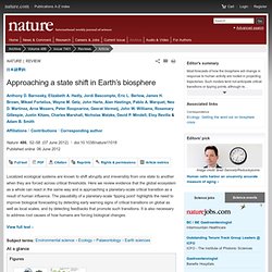 Approaching a state shift in Earth/'s biosphere : Nature