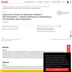 L’approche critique en éducation relative à l’env… – Revue des sciences de l’éducation