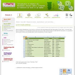 Le tri multi-critères - Approfondissons - Manipuler les données - Excel 2007