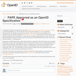 Blog Archive » PAPE Approved as an OpenID Specification