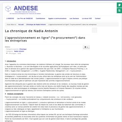 ANDESE - L'approvisionnement en ligne" ("e-procurement") dans les entreprises