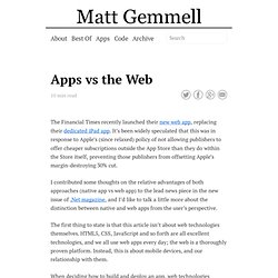 Apps vs the Web - Matt Legend Gemmell