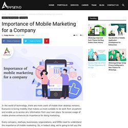 Appsinvo : Importance of Mobile Marketing for a Company