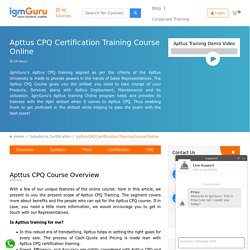 Apttus CPQ Training Course Online By Industry Expert