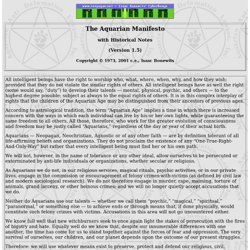The Aquarian Manifesto with Historical Notes