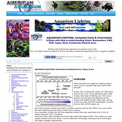 Aquarium Lighting, Light Information; Reef & Planted, PAR, Watt, Kelvin.