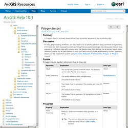 ArcGIS Help 10.1 - Polygon (arcpy)