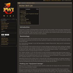 Archer Skill List - PWpedia