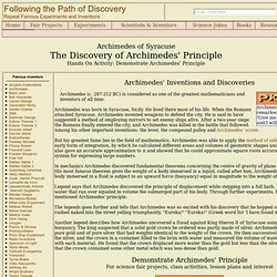 Archimedes of Syracuse: The Discovery of Archimedes' Principle