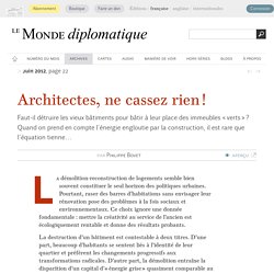 Architectes, ne cassez rien !, par Philippe Bovet (Le Monde diplomatique, juin 2012)