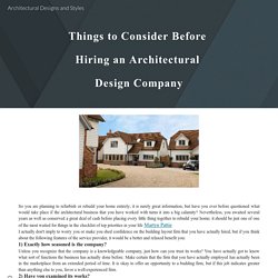 Architectural Designs and Styles