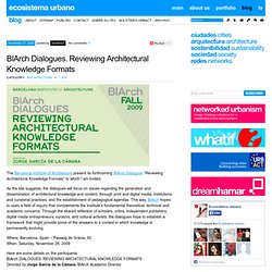 BIArch Dialogues. Reviewing Architectural Knowledge Formats