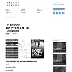 On Criticism:The Writings of Paul Goldberger