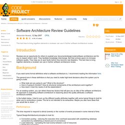 Software Architecture Review Guidelines