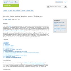 Speeding Up the Android* Emulator on Intel® Architecture