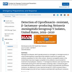CDC Meningitis por Neisseria resistente a ciprofloxacino
