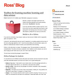 Ross's Blog » Blog Archive » Toolbox for learning machine learning and data science