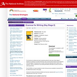 Grammar for Writing (Key Stage 2)