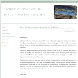 The Archives of Economic Life in South and Southeast Asia