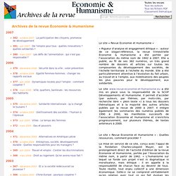 Archives de la revue Économie & Humanisme