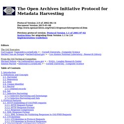 Open Archives Initiative - Protocol for Metadata Harvesting - v.2.0