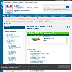 Archives de la Lettre TIC'Édu documentation — Documentation (CDI)