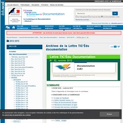 Archives de la Lettre TIC'Édu documentation — Documentation (CDI)