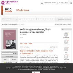 Les archives de Marguerite Duras - India Song (texte théâtre film) : naissance d’une manière - UGA Éditions