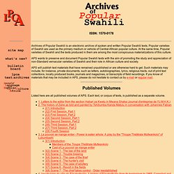 Archives of Popular Swahili - List of Available Texts