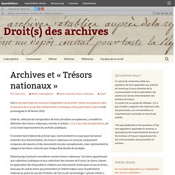 Archives et « Trésors nationaux »