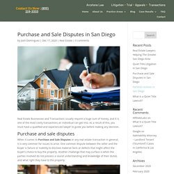 Purchase and Sale Disputes in San Diego